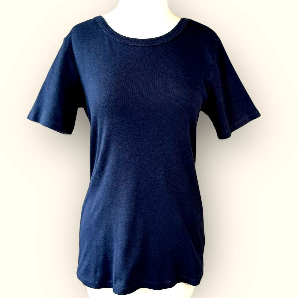 Pendleton Classic Short Sleeve Cotton Crewneck Tee Shirt Women Size M Dark Navy